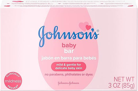 Johnson's Baby - Johnson’s Baby Sabonete em Barra, Suave para o Banho e Cuidados com a Pele do Bebê, Hipoalergênico e Testado por Dermatologistas, Livre de Parabenos, Ftalatos e Corantes, 85g (Embalagem com 6 unidades)