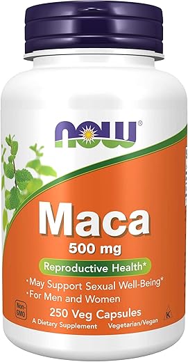 Maca 500 mg – Saúde Reprodutiva para Homens e Mulheres – 250 Cápsulas Vegetais - NOW Foods