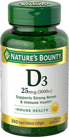 Nature's Bounty - Nature’s Bounty Vitamina D3 1000 UI Softgels, Suporte Imunológico, Fortalece os Ossos, 350 Ct