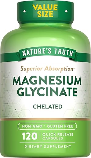 Nature's Truth - Nature’s Truth Magnesium Glycinate 200mg | 120 Cápsulas | Magnésio Quelato de Alta Absorção | Não-OGM