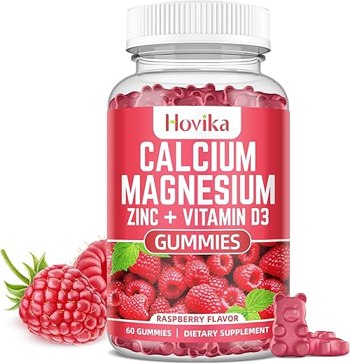 Hovika - Gomas de Cálcio Magnésio Zinco com Potássio Vitamina C, B6, D3, K2 – Mulheres Fortalecidas