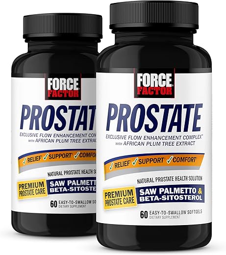 Prostate – Suporte para Saúde da Próstata, Tamanho, Alívio Urinário, Controle da Bexiga, Redução da Micção Noturna - Force Factor