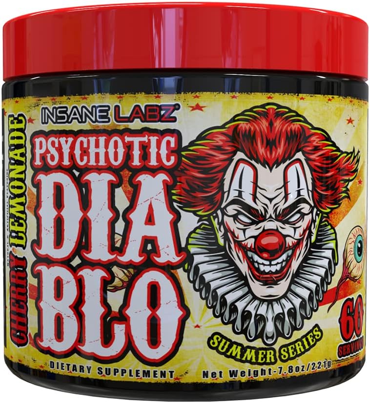 Psychotic Diablo Queimador de Gordura Termogênico para Homens e Mulheres com Grãos do Paraíso, Teobromina, Extrato de Raiz de Dente-de-leão Potencializado por AMPiberry, Supressor de Apetite – 60 cápsulas - Insane Labz