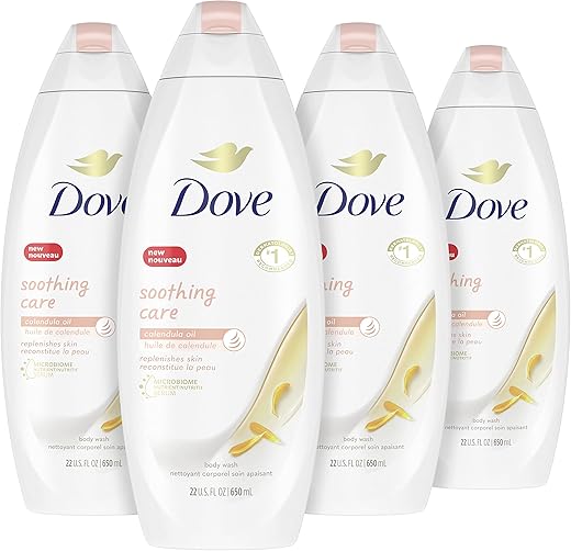 Sabonete Líquido Calmante para Pele Sensível com Óleos de Calêndula Hidrata e Repõe a Pele Livre de Sulfatos 650 ml 4 Unidades - Dove