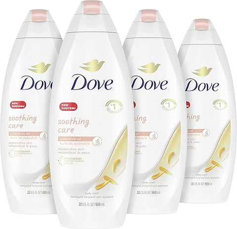 Sabonete Líquido Calmante para Pele Sensível com Óleos de Calêndula Hidrata e Repõe a Pele Livre de Sulfatos 650 ml 4 Unidades - Dove