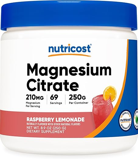 Magnesium Citrate Powder – Framboesa Limonada, 250g - Nutricost