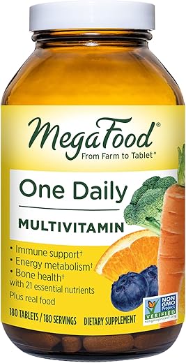 One Daily Multivitamínico – Multivitamínico para Mulheres e Homens – com Alimentos Reais – Suplemento de Suporte Imunológico – Vitamina C - MegaFood