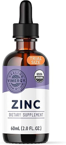 Zinco Líquido Orgânico, Tamanho Viagem – 27 Porções – Sulfato de Zinco Livre de Álcool – Suporta a Saúde Imunológica - Vimergy
