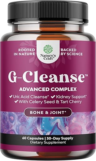 Natures Craft - GCleanse – Suplemento de Suporte ao Ácido Úrico – Suporte para Limpeza do Ácido Úrico com Extrato de Chanca Piedra, Cereja Tart, Semente de Aipo e Bromelina – Herbal para Fígado e Rins – Marca GCleanse