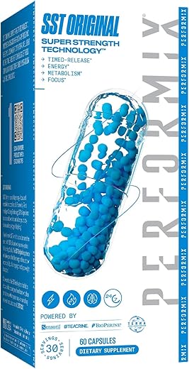 SST Original – Pré-treino – 250 mg Cafeína – Suplementos Energéticos – Sem Queda – Metas de Fitness – Nootrópico – Liberação Controlada para Foco e Disposição o Dia Todo - PERFORMIX