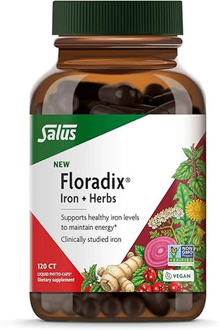 Iron Herbs – Suplemento de Ferro para Energia Saudável – Vegano, Não-OGM, Sem Glúten, Sem Soja – 120 Cápsulas Líquidas Fitoterápicas - Floradix