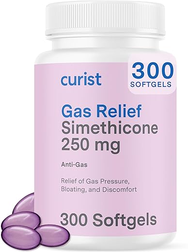Alívio Digestivo Simeticona 250 mg Cápsulas (300 unidades) – Alívio de Gases, Alívio de Inchaço - Curist