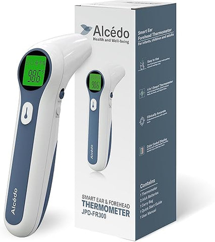 Termômetro Digital Infravermelho Alcedo para Testa e Ouvido | Adultos, Crianças e Bebês | Leitura Instantânea, sem Contato | Grau Médico | Estojo e Pilhas Inclusos