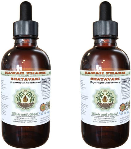 Shatavari Extrato Líquido Livre de Álcool, Glicerito de Raiz de Shatavari (Asparagus Racemosus) Suplemento Herbal Natural, Hawaii Pharm, EUA 2×120 ml