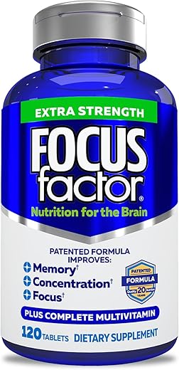 Extra Strength 120 Cápsulas – Suplemento Cerebral para Memória, Concentração e Foco – Multivitamínico Completo com DMAE, Vitamina D, DHA – Vitaminas de Confiança para a Saúde - Focus Factor