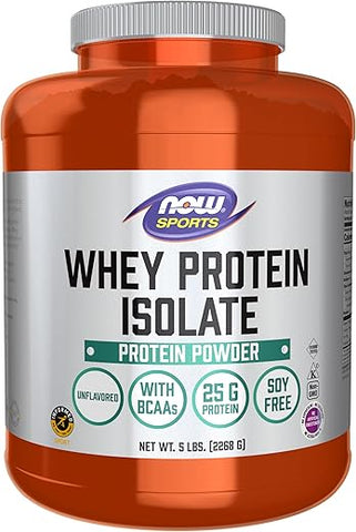 Sports Nutrition – Whey Protein Isolate 25g com BCAAs em Pó Sem Sabor 5 Libras - NOW Foods