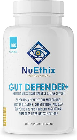 Gut Defender – Suplemento Dietético para Equilíbrio do Microbioma Intestinal, 180 Cápsulas, 90 Porções - NuEthix Formulations