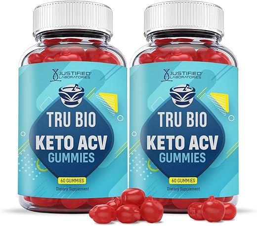 2 Pack Tru Bio Keto Gummies 1000MG ACV com Suco de Romã, Beterraba e Vitamina B12 – 120 Gummys - Justified Laboratories