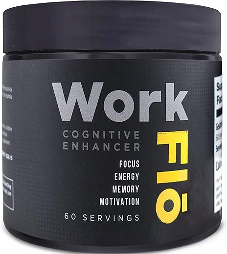 Workflo - Suplemento Cerebral Potencializador com Noopept, Alpha GPC, l-teanina, l-tirosina e Fosfatidilserina – Melhore o Foco, Memória e Clareza Mental para Uso Diário. 60 Cápsulas