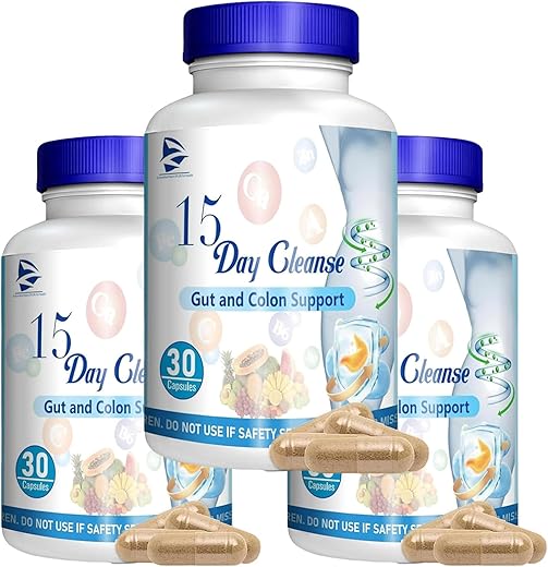 wrjpigf - 15 Dias de Limpeza Intestinal, Cápsulas Dissolventes de Limpeza Intestinal de 15 Dias, Limpeza Natural para Emagrecimento, Limpeza Intestinal para Homens e Mulheres, 15 dias de pastilhas de limpeza que apoiam a desintoxicação