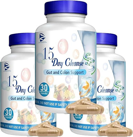 wrjpigf - 15 Dias de Limpeza Intestinal, Cápsulas Dissolventes de Limpeza Intestinal de 15 Dias, Limpeza Natural para Emagrecimento, Limpeza Intestinal para Homens e Mulheres, 15 dias de pastilhas de limpeza que apoiam a desintoxicação