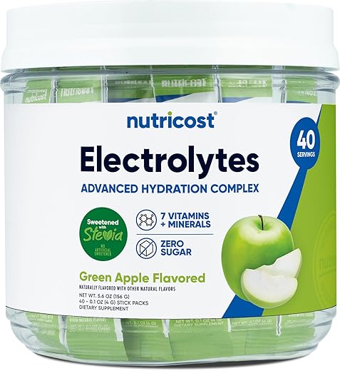 Complexo de Eletrólitos, Sabor Maçã Verde, 40 Stickpacks – Complexo Avançado de Hidratação - Nutricost
