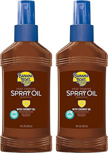 Óleo Bronzeador em Spray com Bomba Twin Pack SPF 4 | Óleo Bronzeador, Óleo Bronzeador Escuro, Óleo Bronzeador SPF, Óleo Bronzeador para Uso Externo SPF 4, Livre de Oxybenzone - Banana Boat