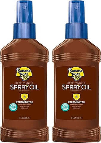 Óleo Bronzeador em Spray com Bomba Twin Pack SPF 4 | Óleo Bronzeador, Óleo Bronzeador Escuro, Óleo Bronzeador SPF, Óleo Bronzeador para Uso Externo SPF 4, Livre de Oxybenzone - Banana Boat