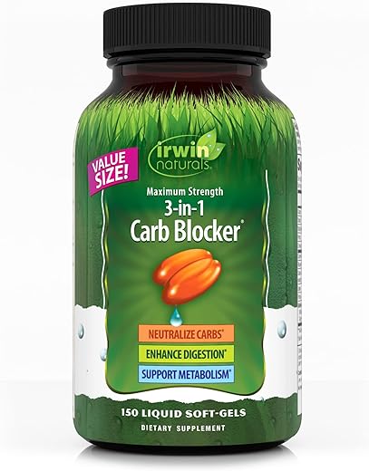 Maximum Strength 3-em-1 Bloqueador de Carboidratos – Neutralize Carboidratos e Apoie o Metabolismo – 150 Cápsulas Líquidas - Irwin Naturals