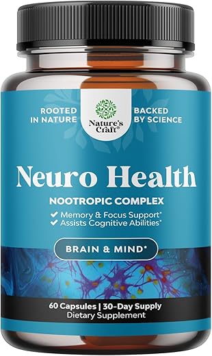 Natures Craft - Suplemento para Suporte Cerebral – Foco Mental e Memória Nootrópica para a Saúde do Cérebro : Nootropics Brain Support