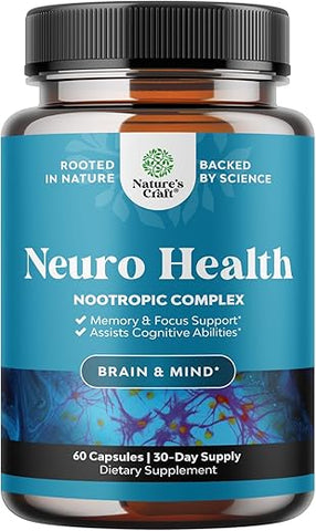 Natures Craft - Suplemento para Suporte Cerebral – Foco Mental e Memória Nootrópica para a Saúde do Cérebro : Nootropics Brain Support
