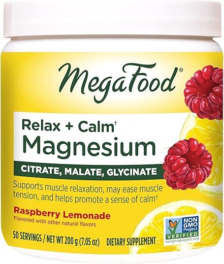 Relax Calm Pó de Magnésio – Magnésio Glicinato Altamente Absorvível, Citrato de Magnésio | 100g - MegaFood