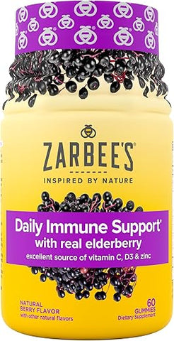 Zarbee's - Zarbee’s Gummy Diário de Suporte Imunológico com Sabugueiro e Vitaminas A, C, D, E – 60 gomas