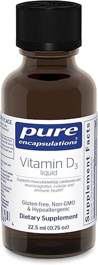 Vitamina D3 Líquida Pure Encapsulations | Suporte à Saúde Óssea, Mamária, Cardiovascular, Intestinal e Imunológica* | 22,18 ml