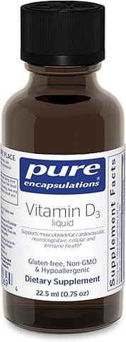 Vitamina D3 Líquida Pure Encapsulations | Suporte à Saúde Óssea, Mamária, Cardiovascular, Intestinal e Imunológica* | 22,18 ml