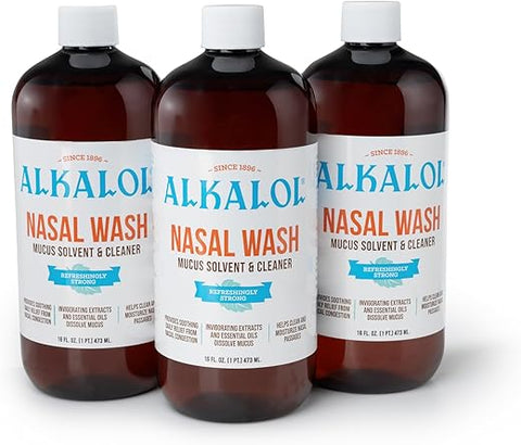 Solução Original para Lavagem Nasal, 3 Unidades – 473 ml, 473 ml (pacote com 3) - Alkalol