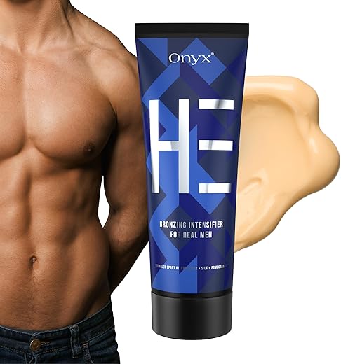 HE Loção Bronzeadora para Homens – Acelerador de Bronzeamento Indoor com Bronzer – Loção Bronzeadora Masculina para Rápido Resultado - Onyx