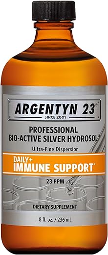 Prata Bio-Ativa Profissional para Suporte Imunológico – Coloidal, 23ppm, 236mL – Tampão de Rosca - Argentyn 23