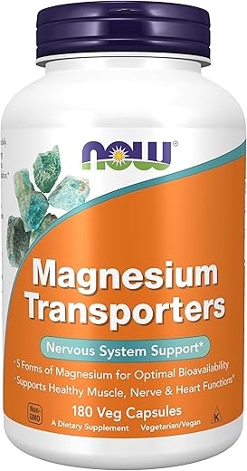 Suplementos, Transportadores de Magnésio com 5 Formas de Magnésio para Melhor Biodisponibilidade, 180 Cápsulas Vegetais - NOW Foods