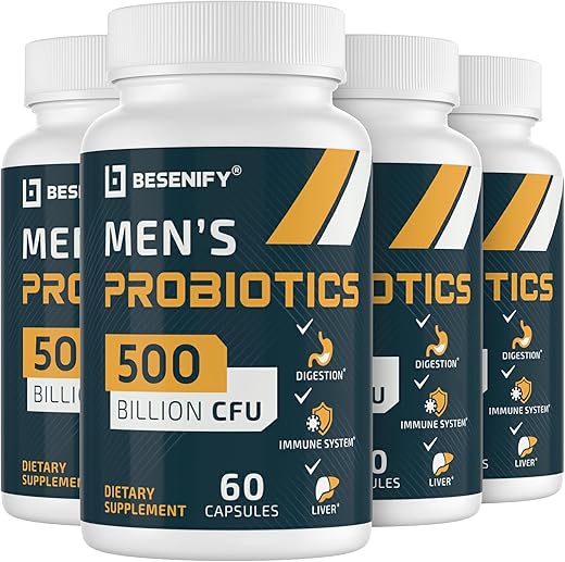 BESENIFY - Probióticos para Homens, 500 Bilhões de UFCs – Fortaleça sua Saúde Masculina com Probióticos de Alta Potência