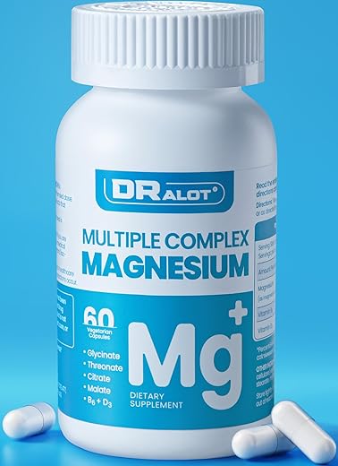 Dralot - Suplemento de Magnésio Quádruplo, 400mg de Magnésio Glicinato Quelato, L-treonato, Citrato – Marca em Destaque