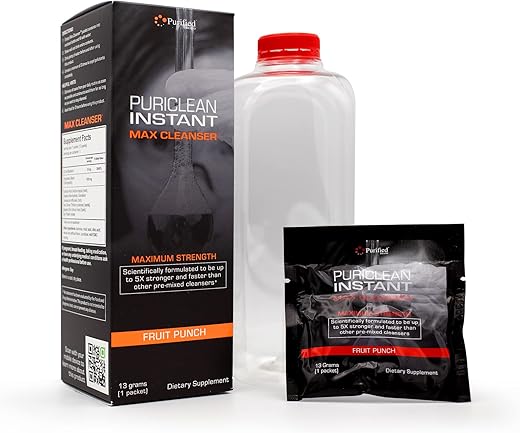 Puriclean Instant Max Cleanser – Pó de Ação Rápida 5X Mais Forte, Sabor de Ponche de Frutas, Detox de Limpeza Herbal Premium, Limpeza Completa do Corpo, Ideal para Níveis Elevados de Toxinas, 1 - Wellgenix