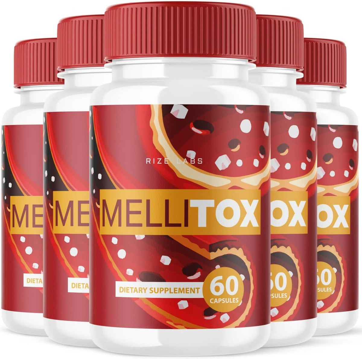 rize labs - MelliTox Cápsulas (Pacote com 5) – Fórmula de Máxima Potência para Desintoxicação Corporal – Células Saudáveis – Análise MelliTox (300 Cápsulas)
