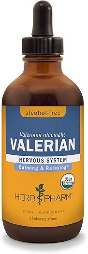 Extrato Líquido de Raiz de Valeriana Orgânica Certificada para Relaxamento e Sono Repousante, Glicerina Livre de Álcool, 120 ml - Herb Pharm