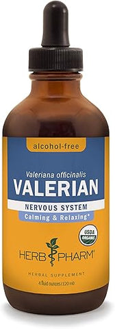 Extrato Líquido de Raiz de Valeriana Orgânica Certificada para Relaxamento e Sono Repousante, Glicerina Livre de Álcool, 120 ml - Herb Pharm