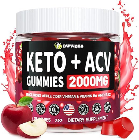 BWWQBB - Keto ACV Gummies Avançado 2000mg, 90 Gomas Veganas Avançadas de Keto Acv sem Gelatina com Romã – Marca Keto ACV Gummies