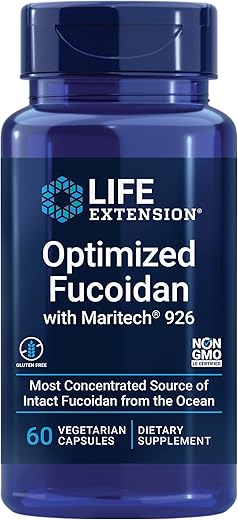 Optimized Fucoidan com Maritech 926 – Suplemento de Fucoidan – Wakame Selvagem Colhida do Oceano para Suporte à Saúde Imunológica – Não-OGM, Sem Glúten, Vegetariano – 60 cápsulas - Life Extension