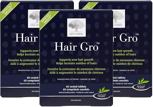 NEW NORDIC - Novo Nordic Hair Gro – Produto Natural para Crescimento Capilar com Biotina e Extrato de Maçã | Marca Nordic Hair Gro