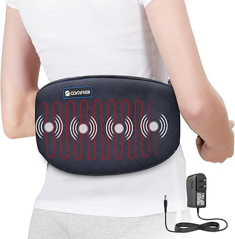 Aquecedor de Costas COMFIER para Alívio de Dor, Massageador Vibratório para a Região Lombar com Calor, Cinta Aquecida com Desligamento Automático, Alívio de Dores Abdominais, Cólicas e Artrite, Presentes