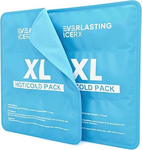 Everlasting Ice RX - Pacote de Gelo Reutilizável para Lesões | 11″ x 14.5″ – 2 Pacotes XL | Quente